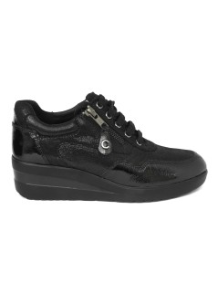 Cinzia Soft Sneakers Comfort Agile con Zip Camoscio Brill Nero