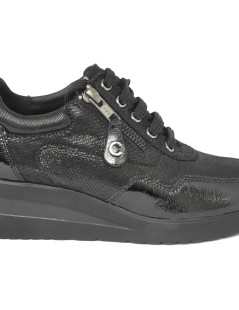 Cinzia Soft Sneakers Comfort Agile con Zip Camoscio Brill Nero