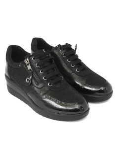 Cinzia Soft Sneakers Comfort Agile con Zip Camoscio Brill Nero