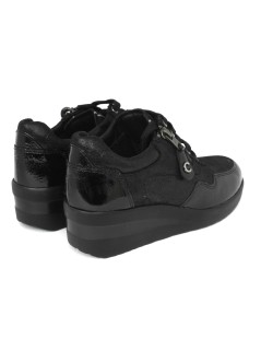 Cinzia Soft Sneakers Comfort Agile con Zip Camoscio Brill Nero
