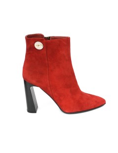 Musella Stivaletto Punta Tacco Alto Nabuk Rosso
