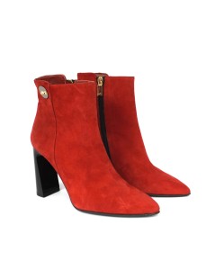 Musella Stivaletto Punta Tacco Alto Nabuk Rosso