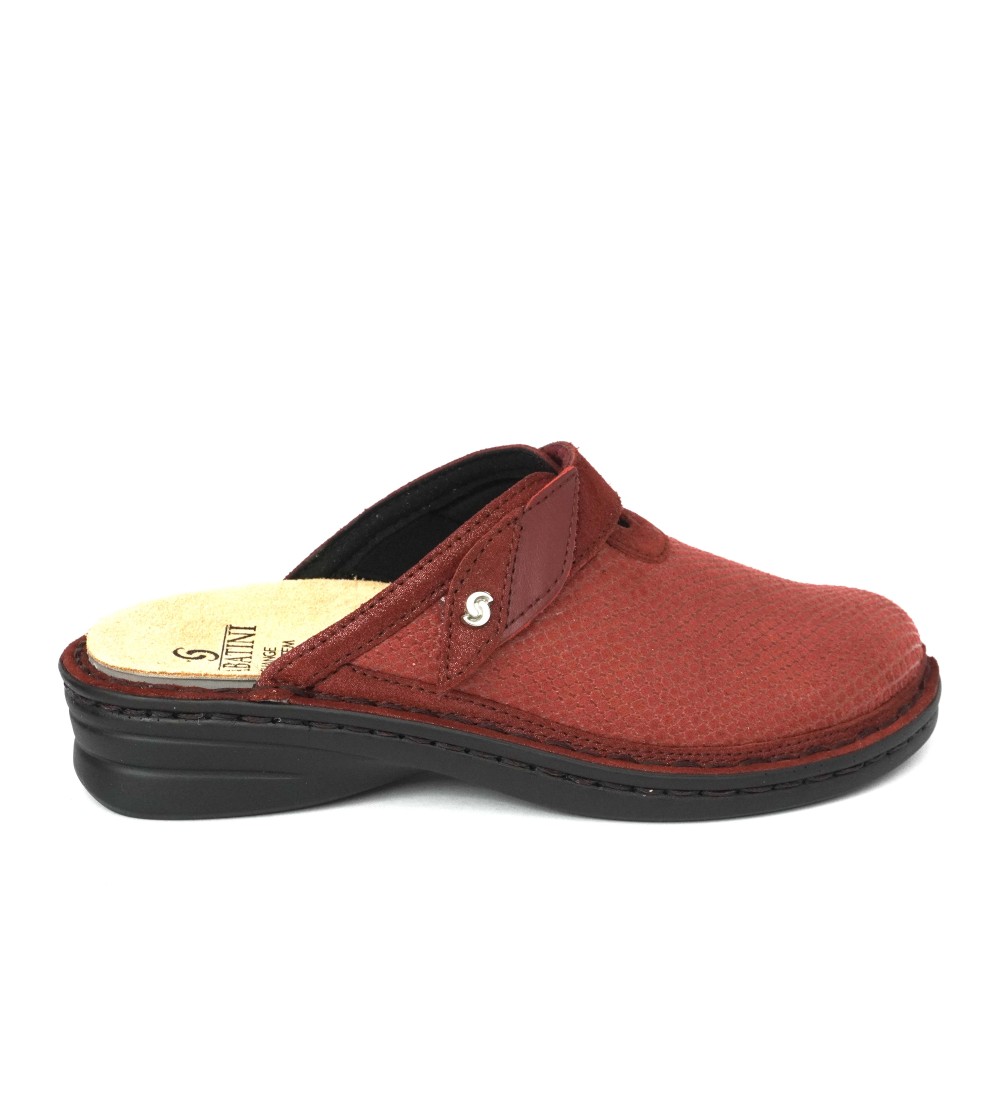 Sabatini Ciabatta Elasticizzata Velcro Regolabile Plantare Rubino