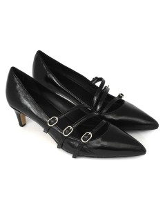 L' Arianna Decollette 3 Cinturini Tacco Medio Coda Naplak Nero