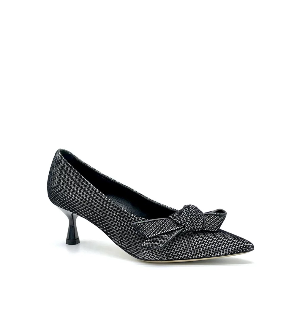 Elata Decollette Tacco Medio Camoscio Stampato Fiocco Nero