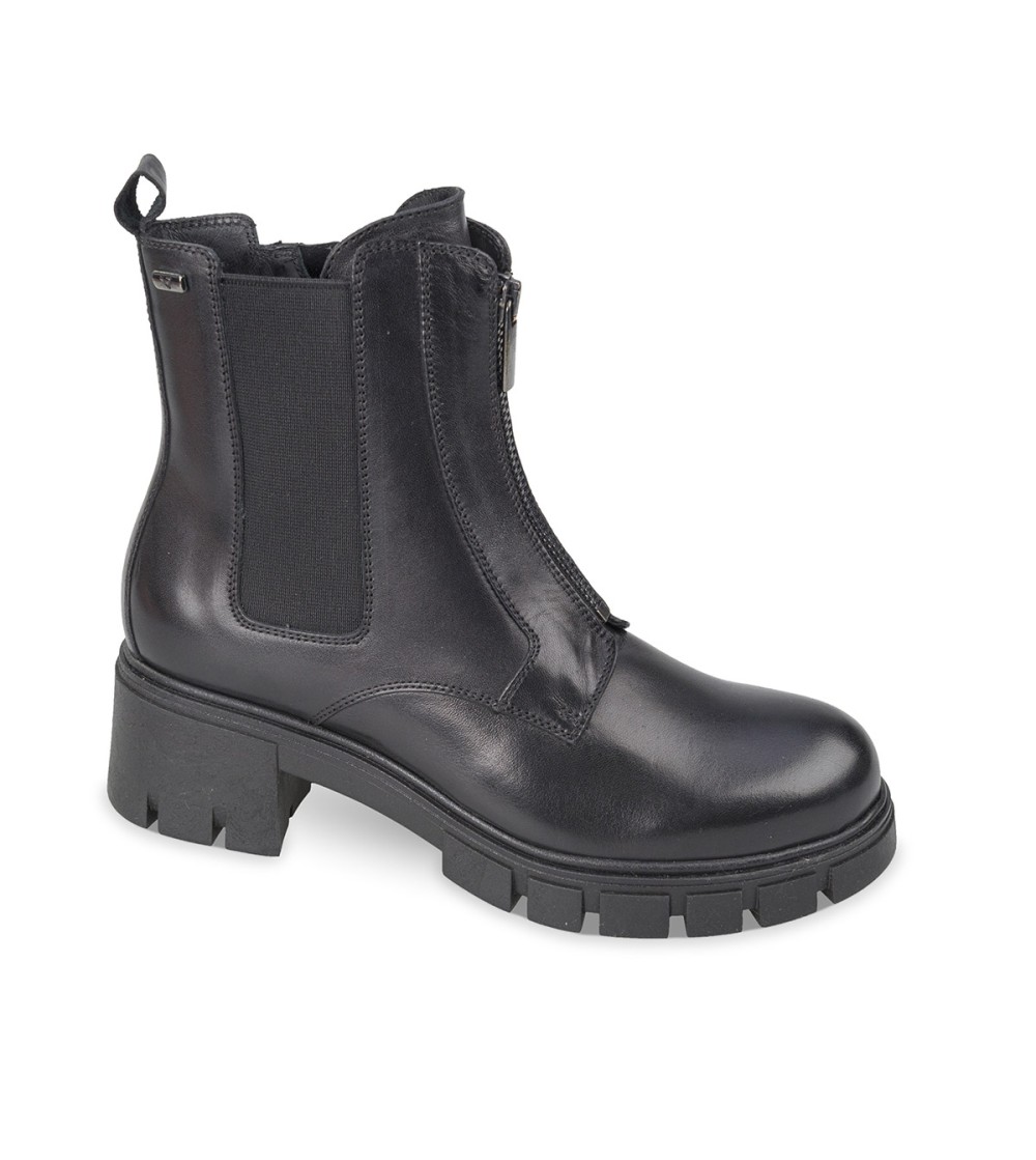 Valleverde Tronchetto Tacco Zip Centrale Elastico Nappa Nero