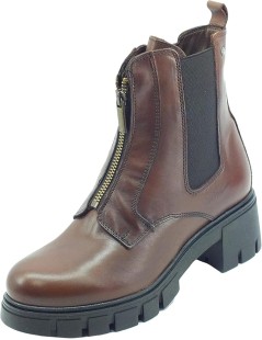 Valleverde Tronchetto Tacco Zip Centrale Elastico Nappa Marrone