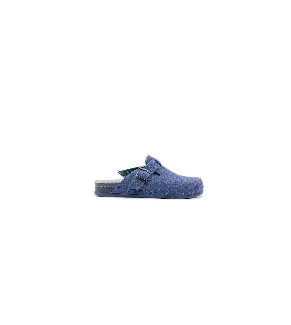 Grunland Ciabatta Donna Birk Boston Feltro Blu Grigio