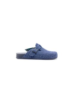 Grunland Ciabatta Donna Birk Boston Feltro Blu Grigio
