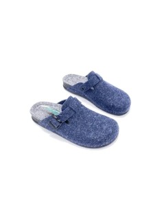 Grunland Ciabatta Donna Birk Boston Feltro Blu Grigio
