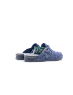 Grunland Ciabatta Donna Birk Boston Feltro Blu Grigio