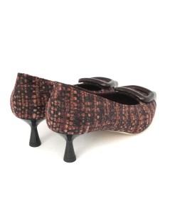 Elata Decollette Punta Tessuto Tweed Naplak Prugna Bordeaux