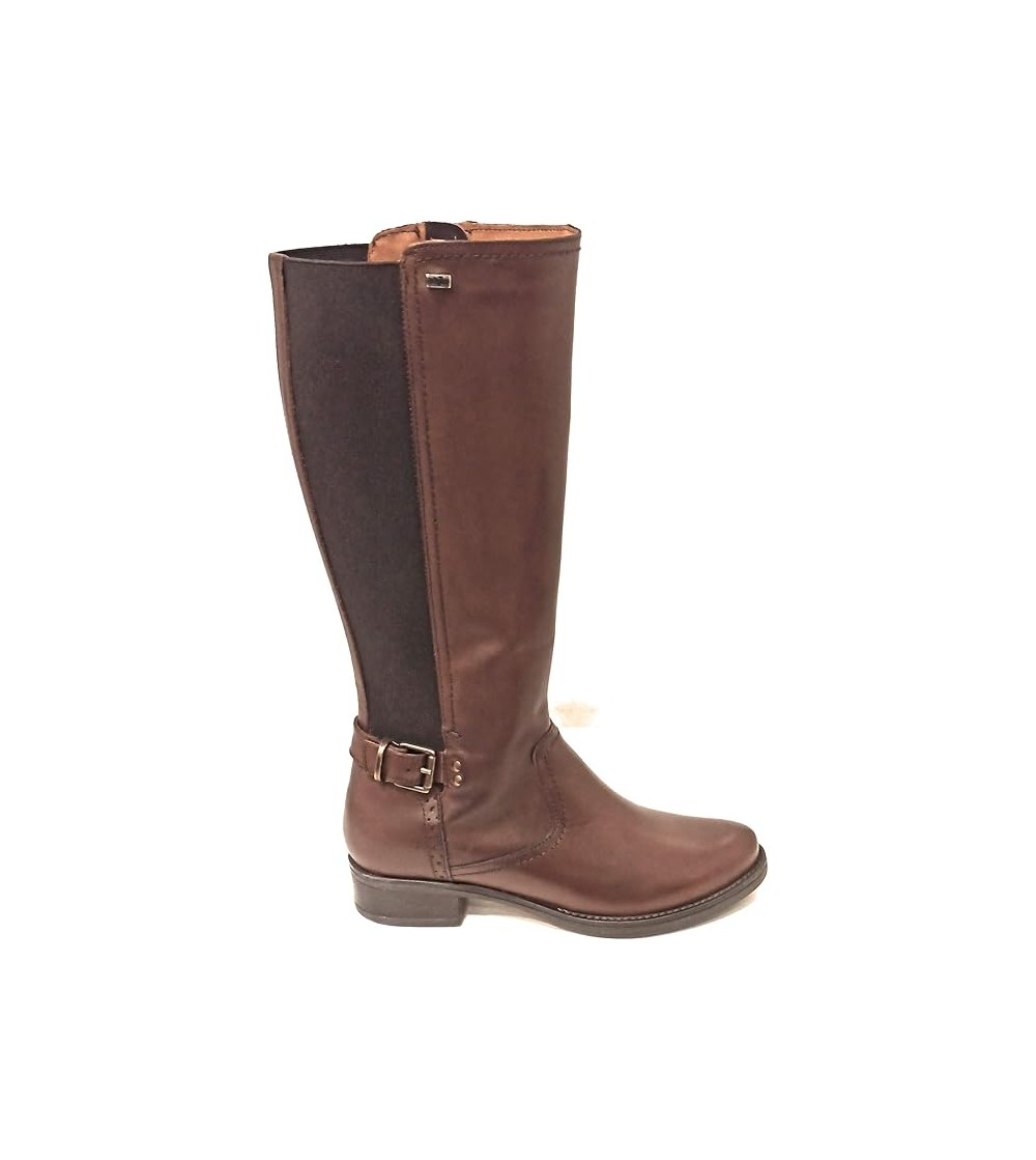 Valleverde Stivale Cavallerizza con Elastico e Zip Pelle Marrone