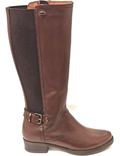 Valleverde Stivale Cavallerizza con Elastico e Zip Pelle Marrone