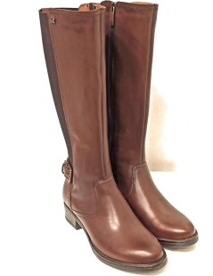 Valleverde Stivale Cavallerizza con Elastico e Zip Pelle Marrone