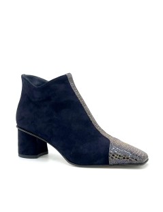 Elata Tronchetto Basso Dettagli Cangiante Camoscio Blu