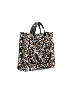 CAFèNOIR Shopper 2 Manici Occhielli Tessuto Animalier