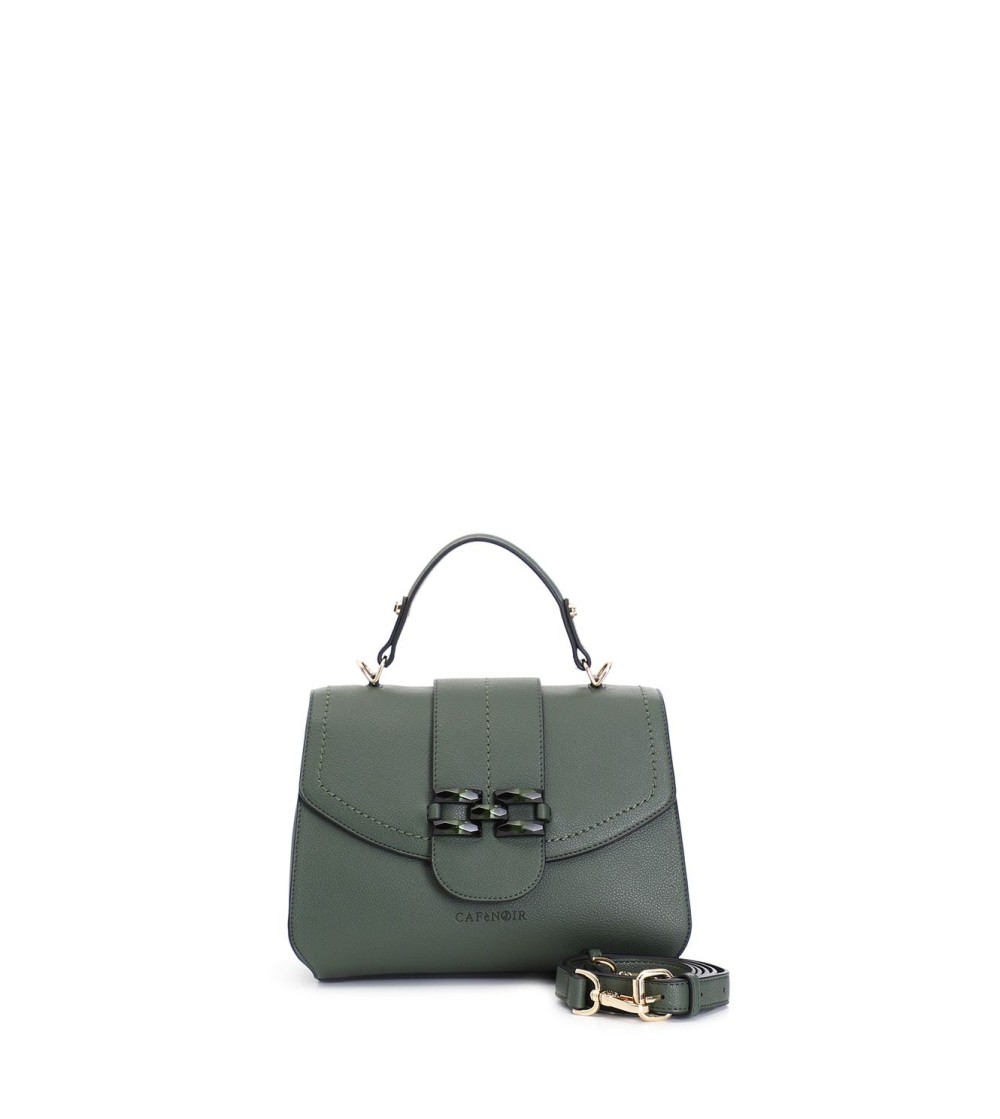 CAFèNOIR Borsa a Mano Tracolla Chiusura Patta con Morsetto Verde