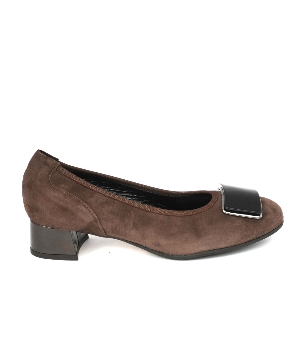 Confort Decollette Classic Tacco Medio Accessorio Camoscio Marrone