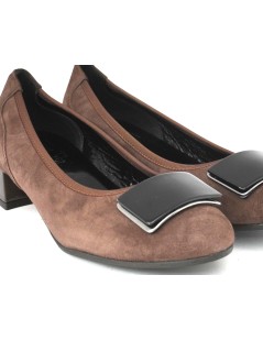 Confort Decollette Classic Tacco Medio Accessorio Camoscio Marrone