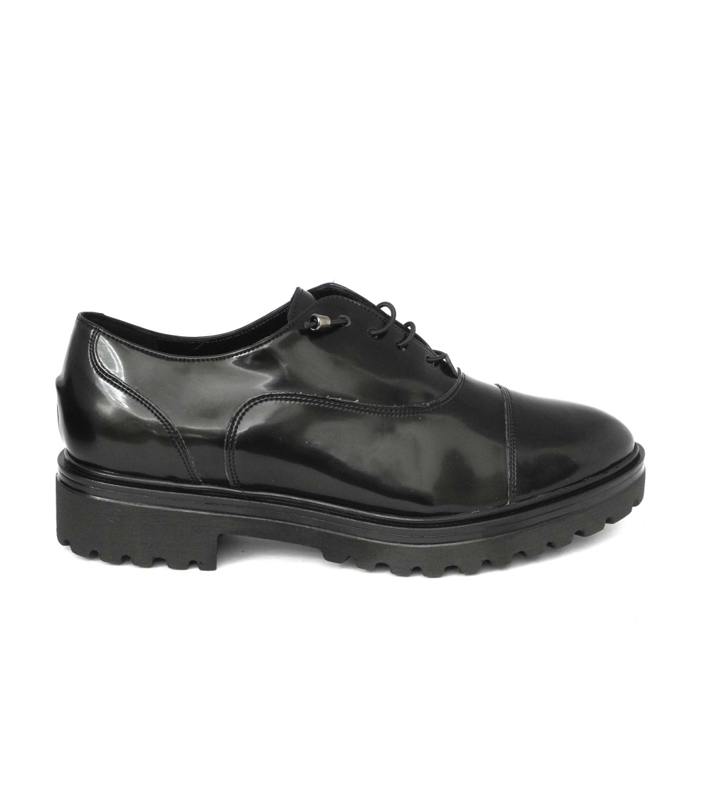 Confort Stringate Donna Oxford Spazzolato Nero