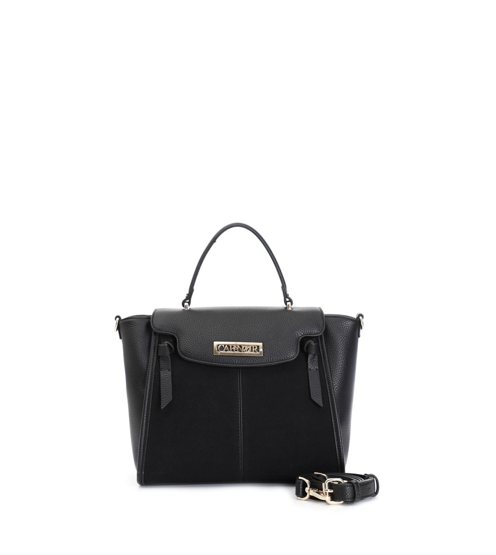 CAFèNOIR Borsa a Mano Logo Metallo Chiusura Patta Calamita Nero
