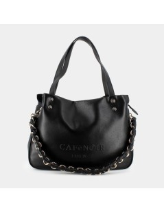 CAFèNOIR Shopper a Mano Doppi Manici Tracolla Zip Nero