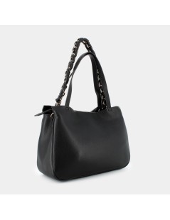 CAFèNOIR Shopper a Mano Doppi Manici Tracolla Zip Nero