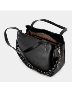 CAFèNOIR Shopper a Mano Doppi Manici Tracolla Zip Nero