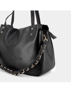 CAFèNOIR Shopper a Mano Doppi Manici Tracolla Zip Nero
