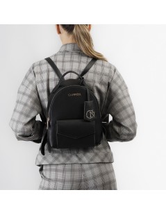 CAFèNOIR Zaino Saffiano Chiusura Zip Tasca Chiusura Patta Nero