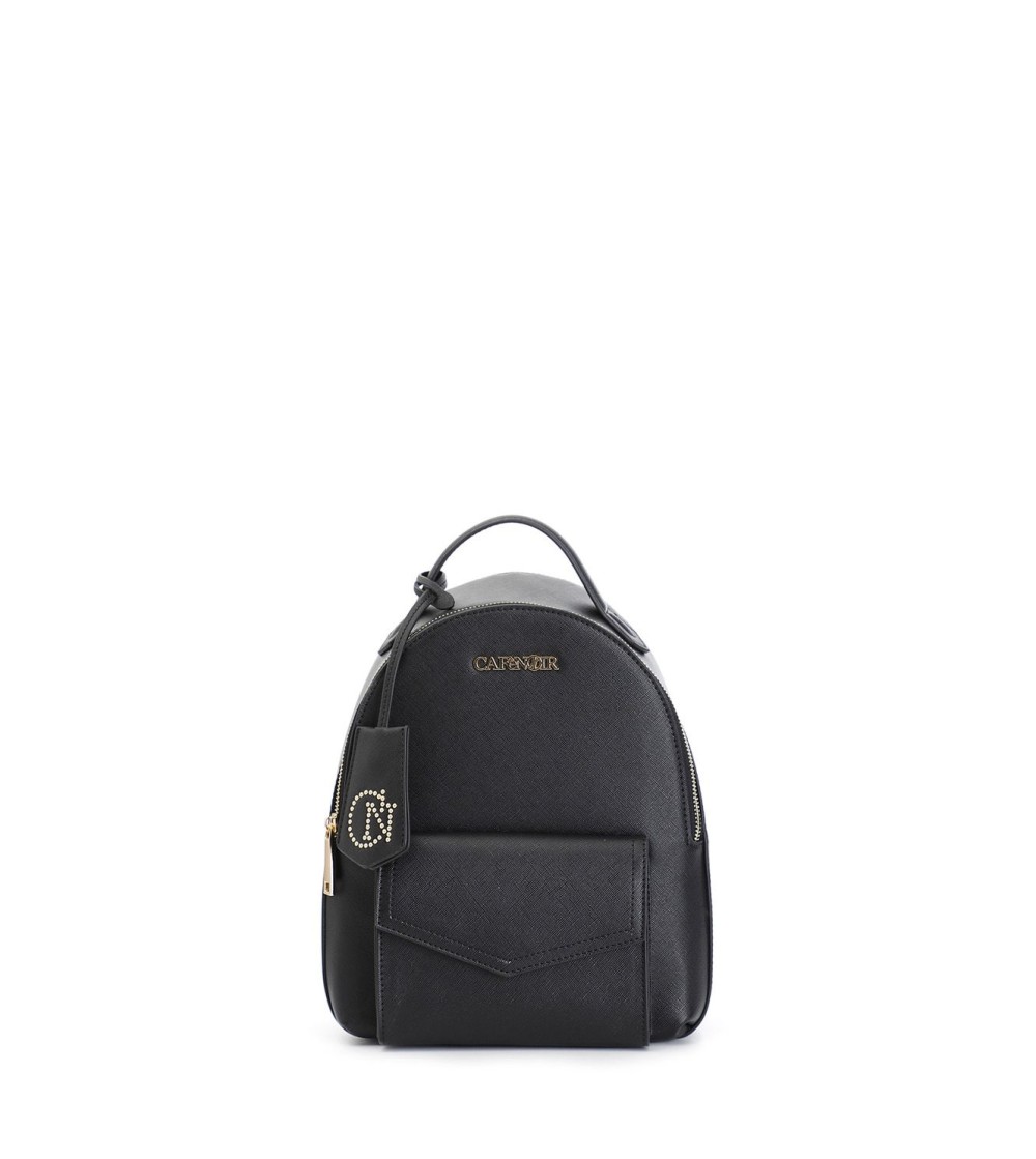 CAFèNOIR Zaino Saffiano Chiusura Zip Tasca Chiusura Patta Nero