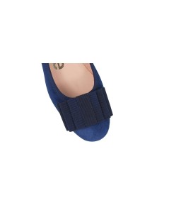 Le Babe Ballerina Tacco Basso Punta Tonda Fiocco Blu Nero