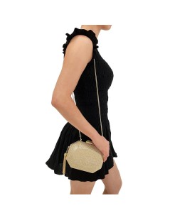 Olga Berg Pochette Clutch Tilly Strass Tessuto Oro