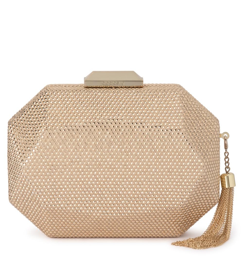 Olga Berg Pochette Clutch Tilly Strass Tessuto Oro