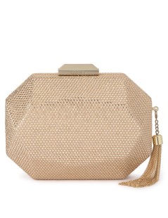 Olga Berg Pochette Clutch Tilly Strass Tessuto Oro