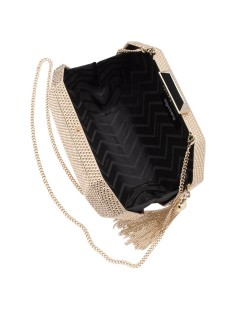 Olga Berg Pochette Clutch Tilly Strass Tessuto Oro