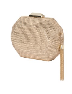 Olga Berg Pochette Clutch Tilly Strass Tessuto Oro