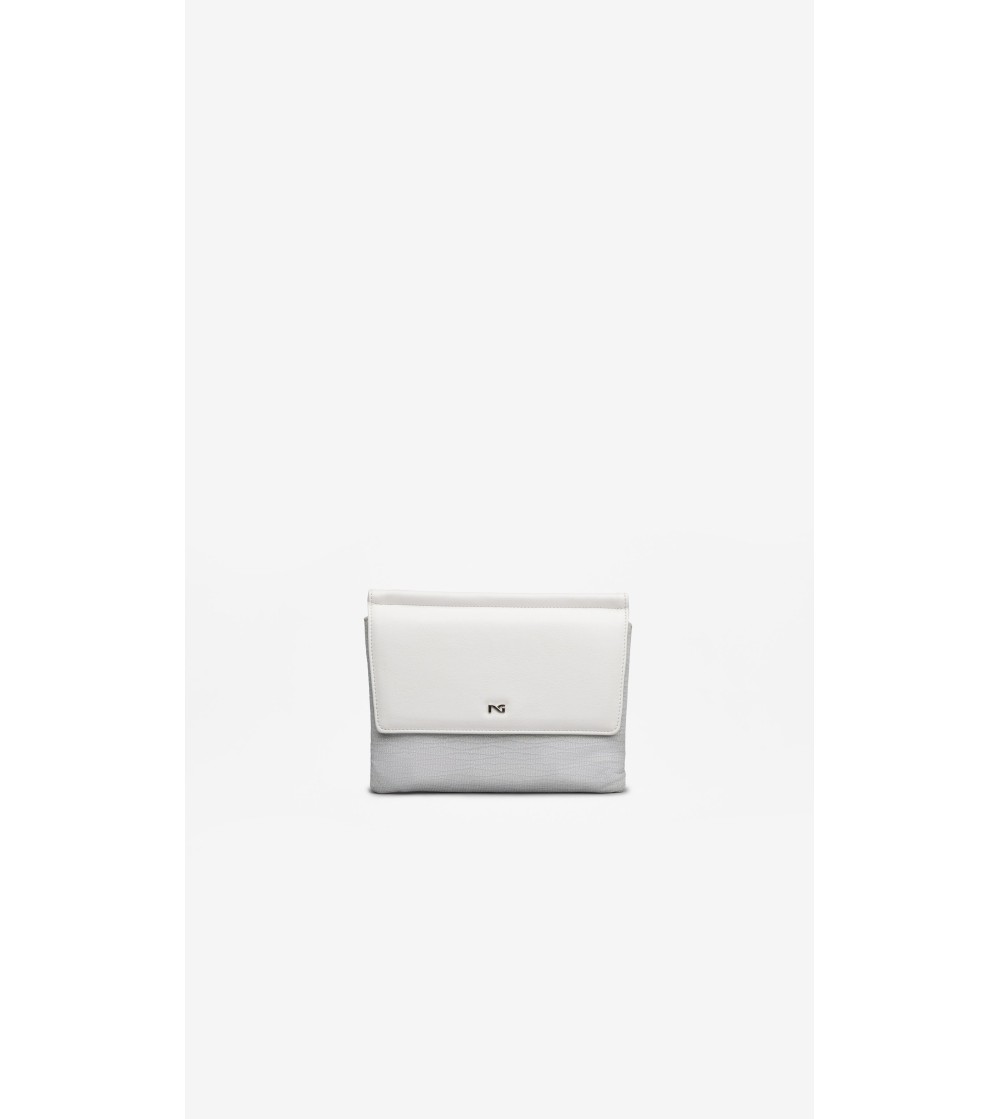 Nero Giardini Pochette Small Patta Pelle Bianco Glitter Argento