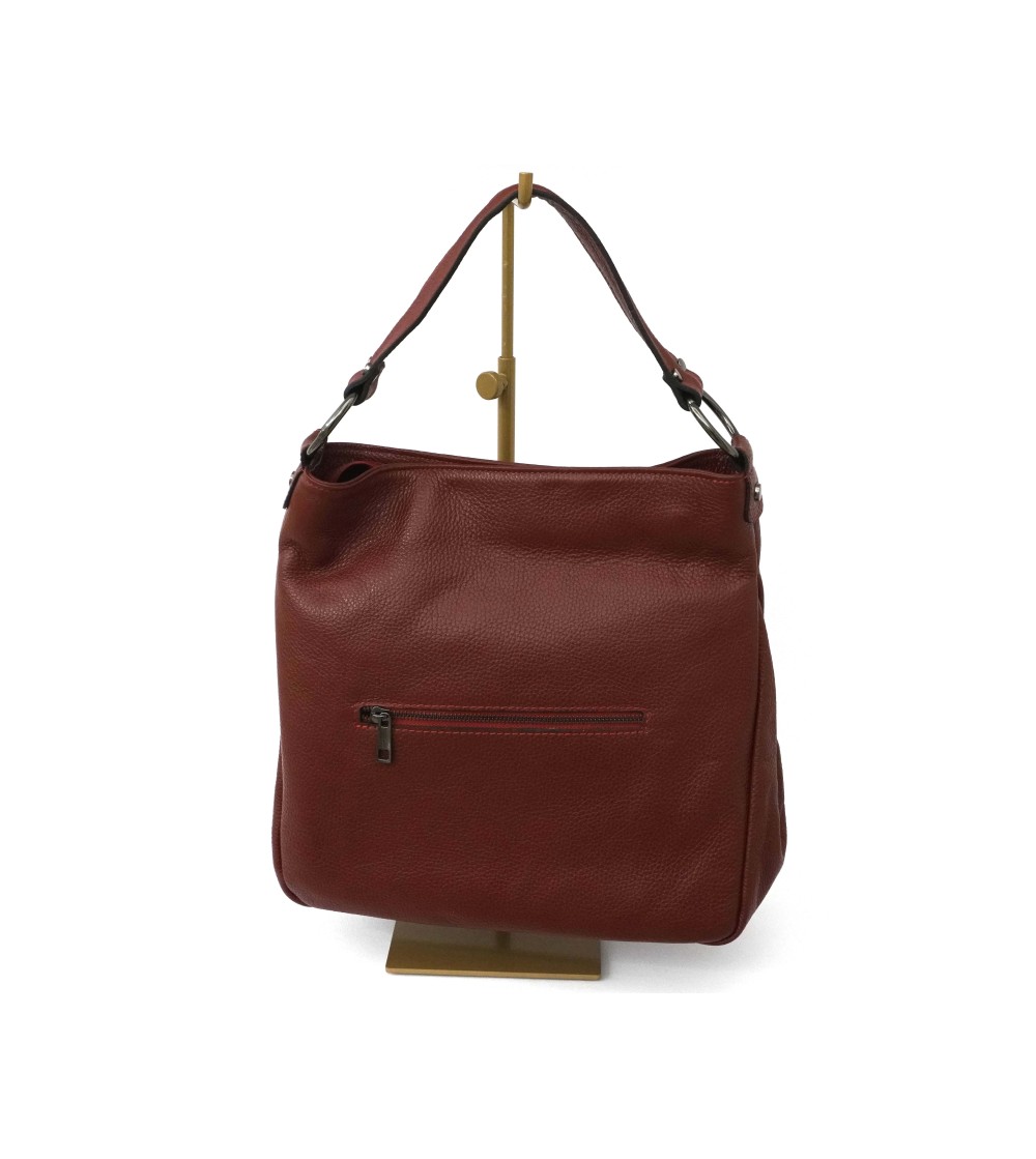 Cinzia Soft Borsa Shopper Cerniera Centrale Pelle Rosso