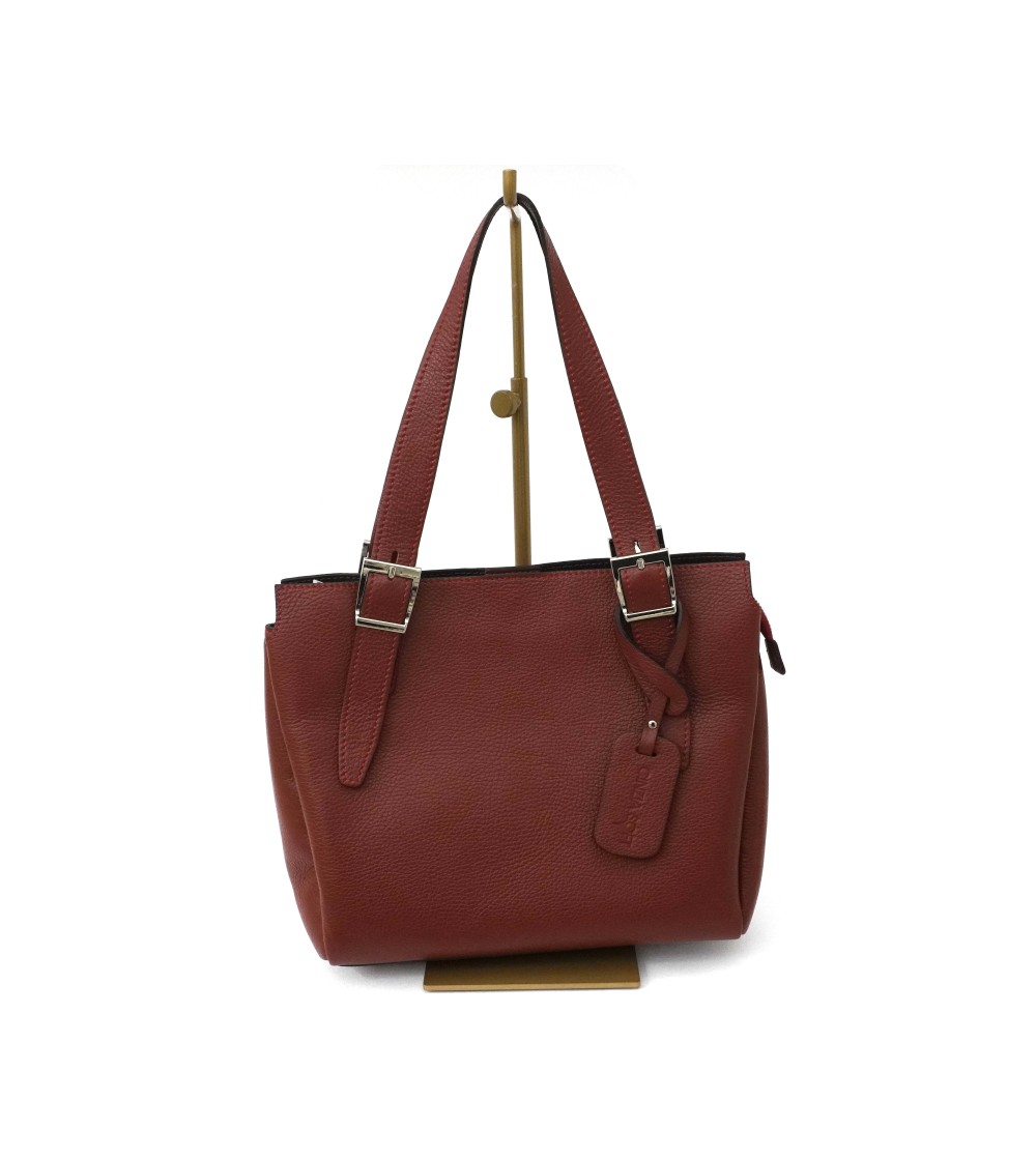 Cinzia Soft Borsa Shopper 2 Manici e Cerniera Pelle Bordeaux