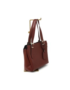 Cinzia Soft Borsa Shopper 2 Manici e Cerniera Pelle Bordeaux