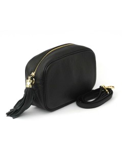 Cinzia Soft Mini Bag Tracolla Ovale Bandoliera Ciondolo Nero