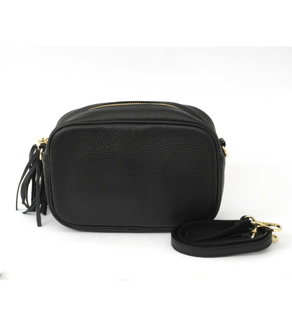 Cinzia Soft Mini Bag Tracolla Ovale Bandoliera Ciondolo Nero