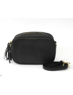 Cinzia Soft Mini Bag Tracolla Ovale Bandoliera Ciondolo Nero