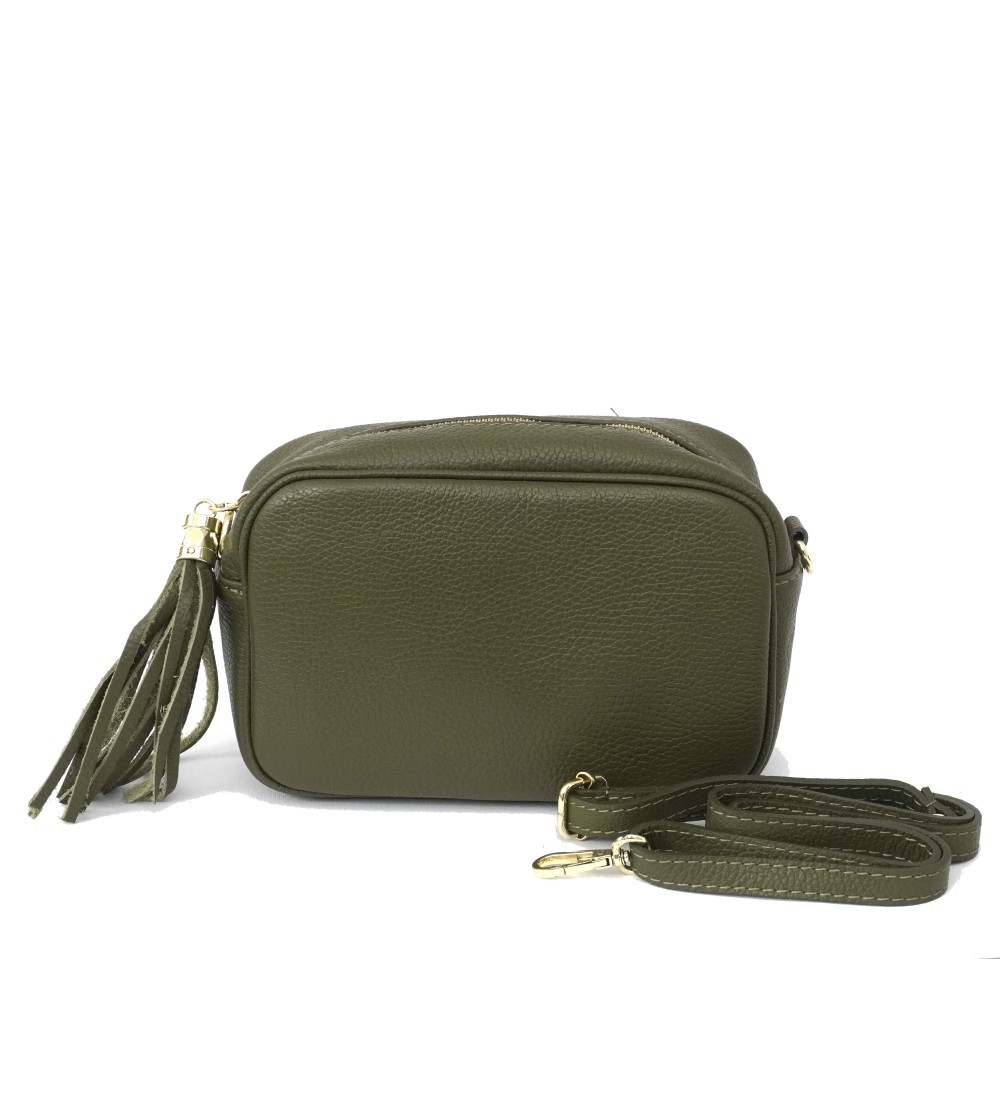 Cinzia Soft Mini Bag Tracolla Ovale Bandoliera Ciondolo Kaky