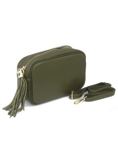 Cinzia Soft Mini Bag Tracolla Ovale Bandoliera Ciondolo Kaky