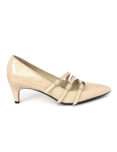 L' Arianna Decollette 3 Cinturini Tacco Medio Coda Naplak Nude