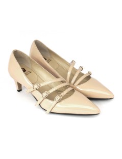 L' Arianna Decollette 3 Cinturini Tacco Medio Coda Naplak Nude