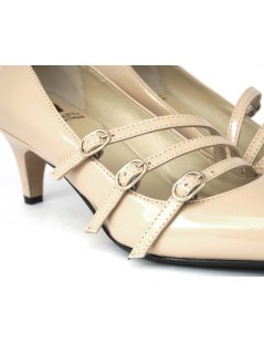 L' Arianna Decollette 3 Cinturini Tacco Medio Coda Naplak Nude